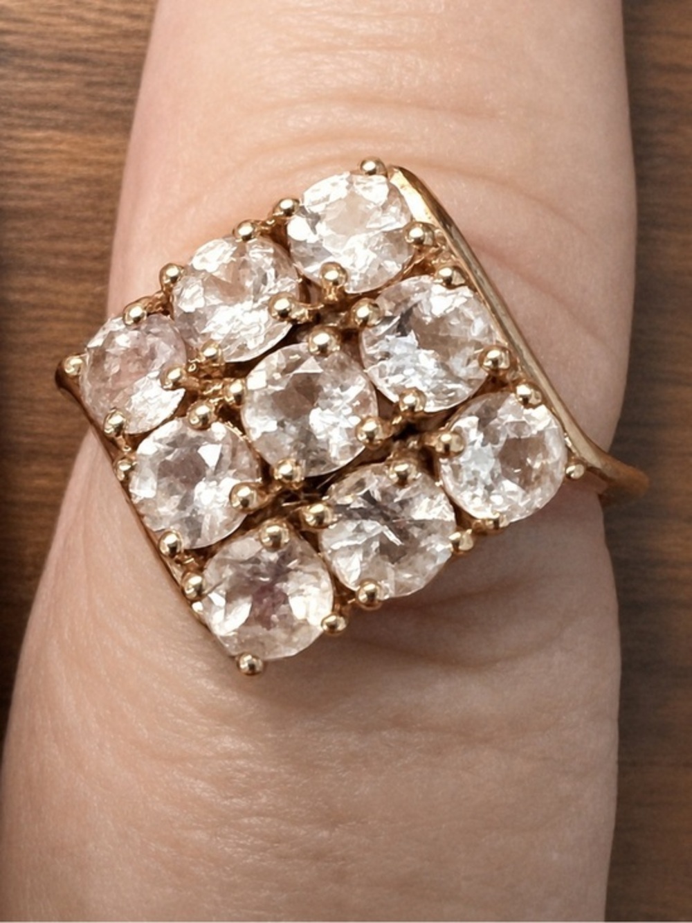 Kunzite Multi-Stone Cluster Ring Rose Gold Over 925 Soft Pink Faceted 7.75 #606